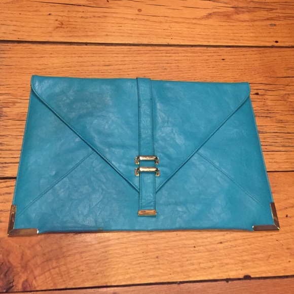 ASOS turquoise big envelope clutch
