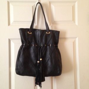 Black leather hobo bag