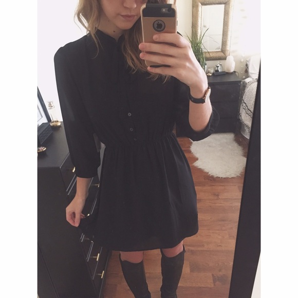 Forever 21 Dresses & Skirts - NWT Black Tie-Neck Shirt Dress