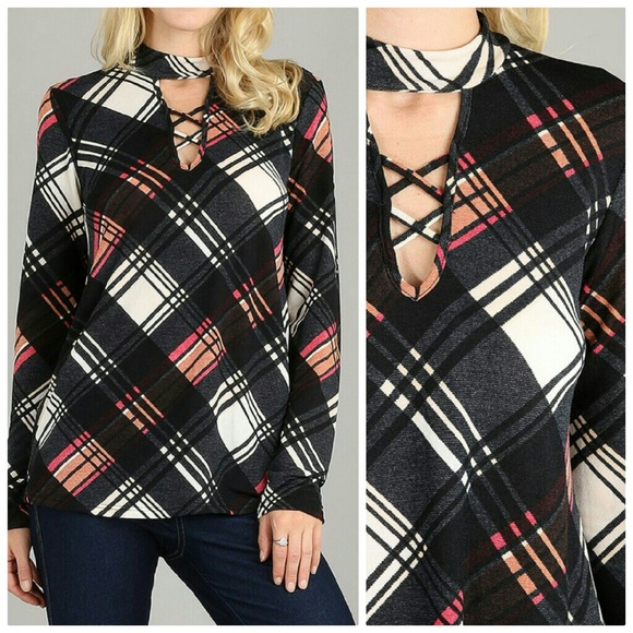 Unity Blend Tops - 🆑1 left! Plaid long sleeve flowy top