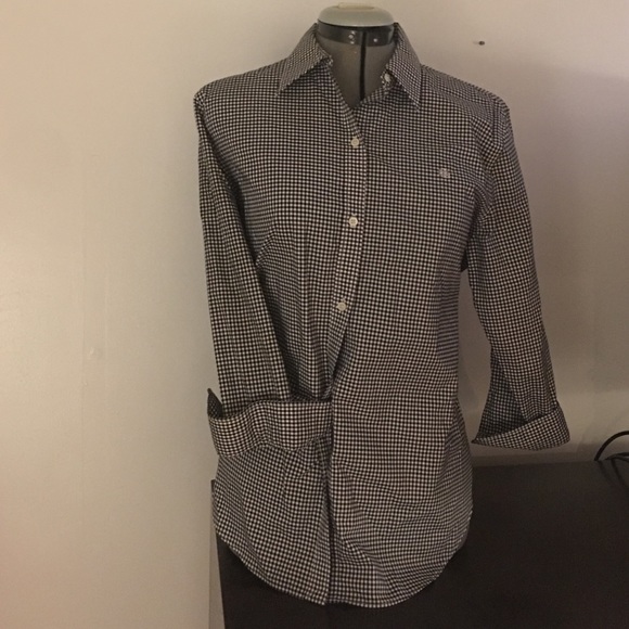 Like new RL button down black check shirt