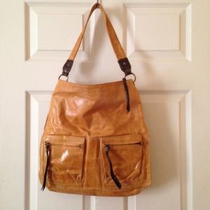 Camel leather hobo bag