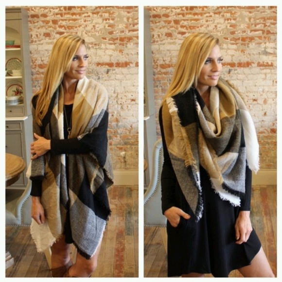 Trendy Blanket scarf black and gray - Picture 2 of 2