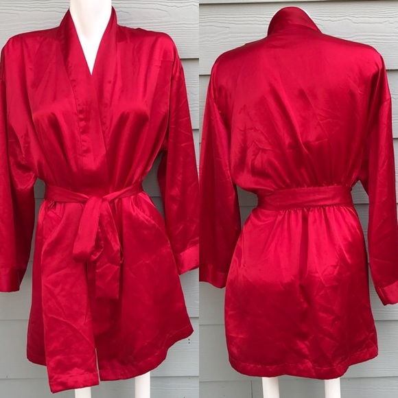 Red silk robe victoria secret Outlet