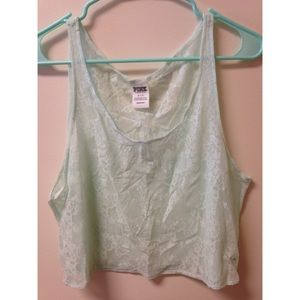 PINK turquoise lace tank top