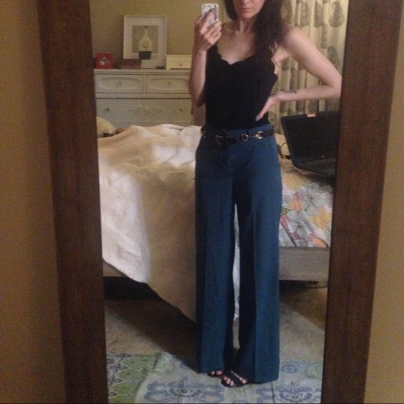 New Ark & Co teal wide leg trouser pants S - Picture 3 of 13