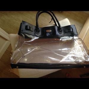 Furla Giovanna Black Leather and PVC Tote