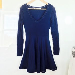 DVF V-neck Bodycon Knit Dress w Pointelle Detail