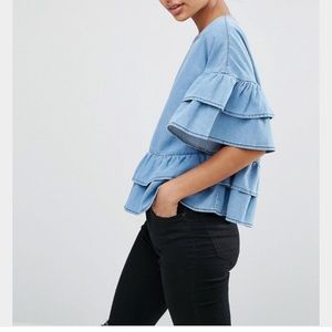 Denim tiered top