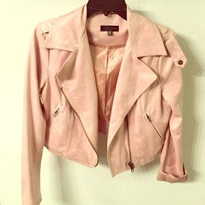 Blush Pink Suede Moto Jacket