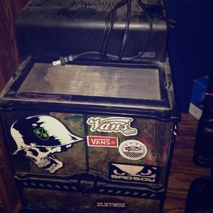 Lizard tank, with rock waterfall inside.