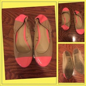 Hot pink & tan flats