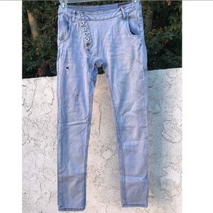 Dana Ashkenazi Light Blue Side Button Jeans