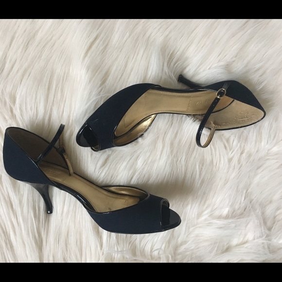 J Crew Navy Blue Kitten Heel Pumps Size 8 - Picture 1 of 4