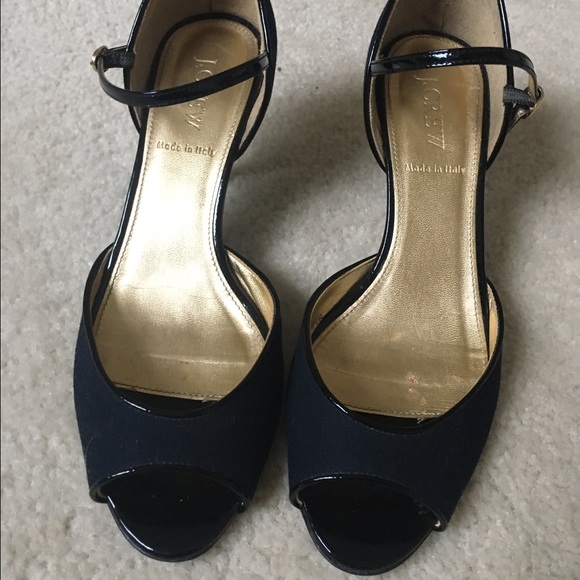 J Crew Navy Blue Kitten Heel Pumps Size 8 - Picture 2 of 4