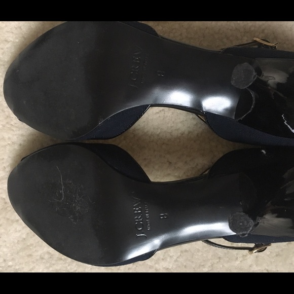 J Crew Navy Blue Kitten Heel Pumps Size 8 - Picture 3 of 4