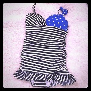 Sailor-inspired one-piece bathing suit