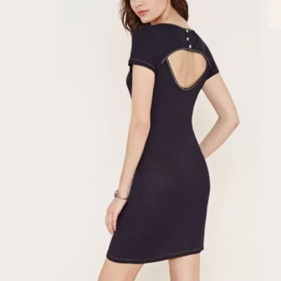 NWT Navy gray red Stretch Knit Open Back Dress - Picture 2 of 4