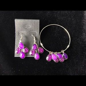 Fuchsia earrings and bracelet