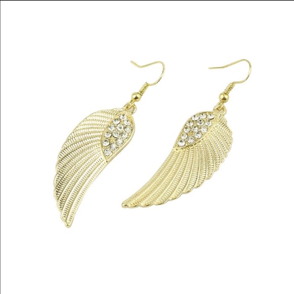 Gold tone wing earrings