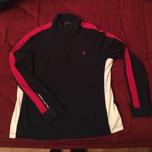 Navy blue sweatshirt with half zipper