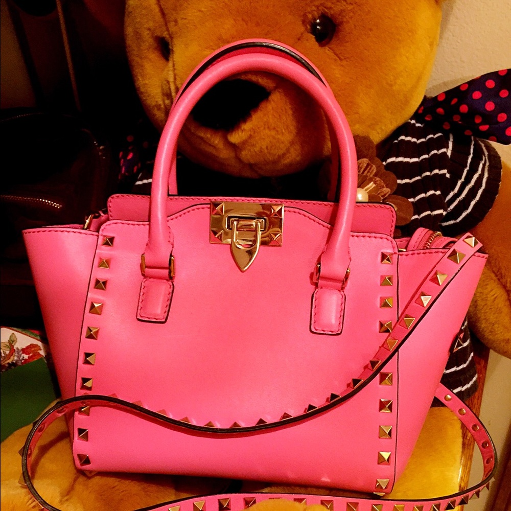 Valentino Pink rockstud cross body mini bag