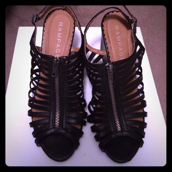 Rampage black open toe wedges- size 8.5 - Picture 1 of 2