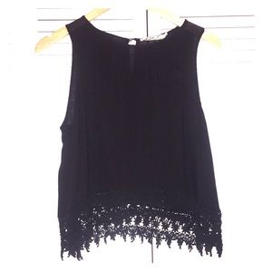 Cute Black Tank With Crochet Bottom
