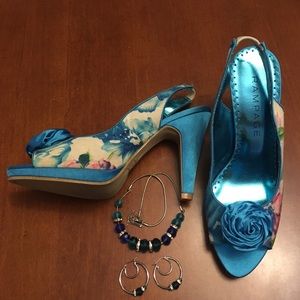 FINALRampage Turquoise Floral Heels
