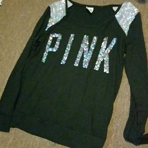 Black long sleeve PINK top in medium