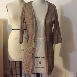 Beige/Tan Open Knit Cardigan