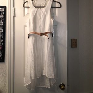 White linen high low dress