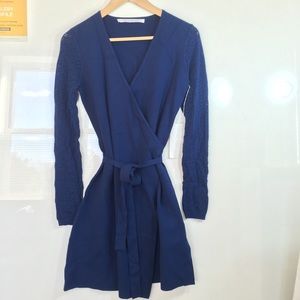 DVF Wrap Dress! Dark navy pointelle knit dress