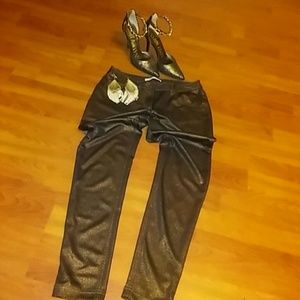 Shimmery Black and Gold Straight Leg Pants