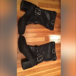 Cute Black Leather Motorcycle Boots