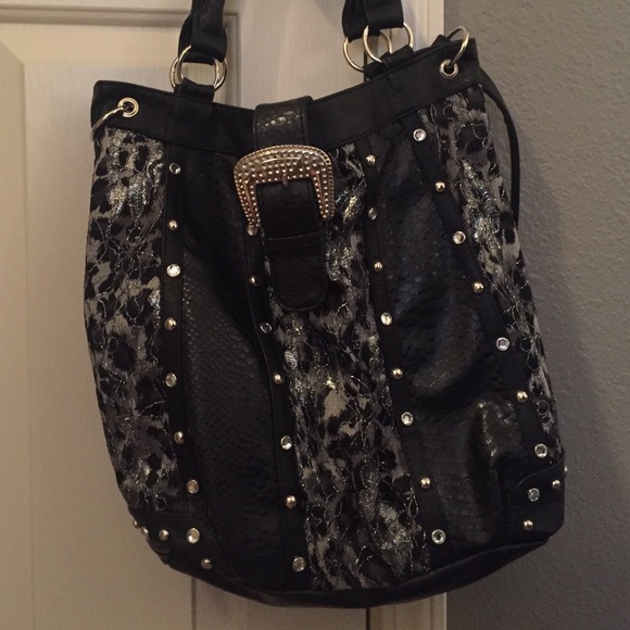 Black faux leather bag
