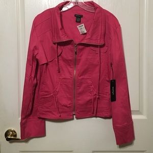 NWT Womyn Sz L pink jean like lightweight jacket