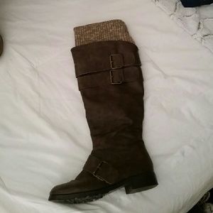 Beautiful brown boots with built in sock trim top