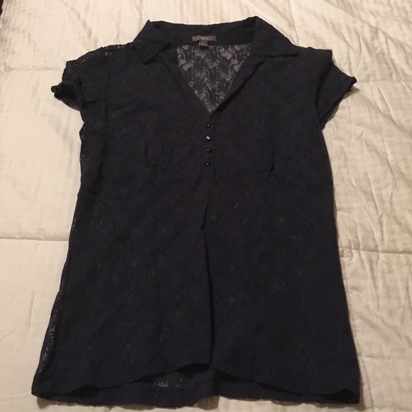 Lace navy blue blouse