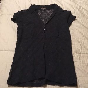 Lace navy blue blouse