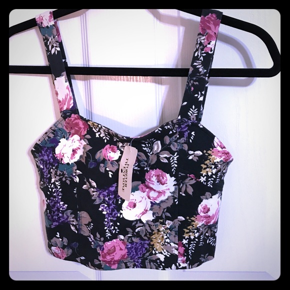 Forever 21 floral crop top with zipper