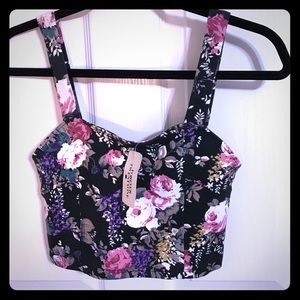 Forever 21 floral crop top with zipper