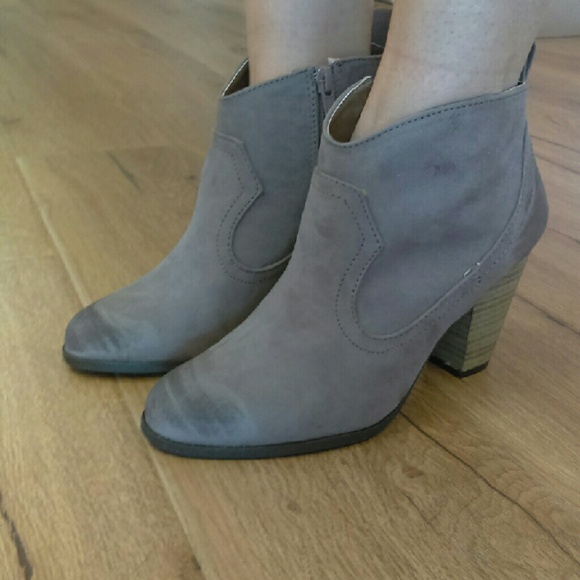 Taupe oil distressed ankle boots