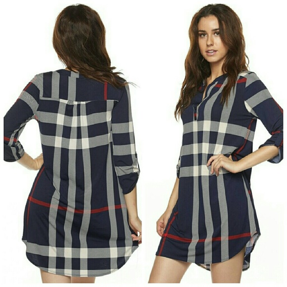 Navy Plaid Tunic - Picture 2 of 2