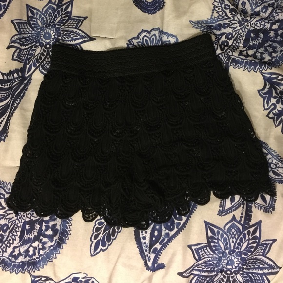 Black Crochet Shorts
