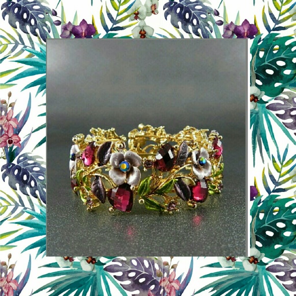 Dazzling Flowered Statement Bracelet - Picture 1 of 1