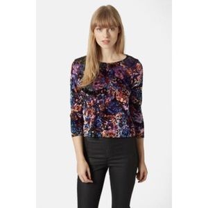 🌸 Topshop Velvet Floral Top