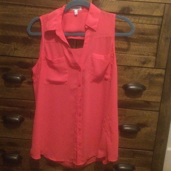 Semi sheer sleeveless button up blouse