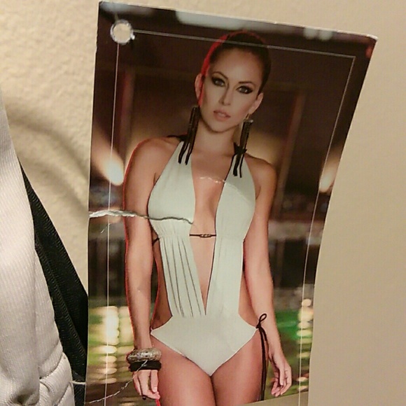 Tan monokini swim suit