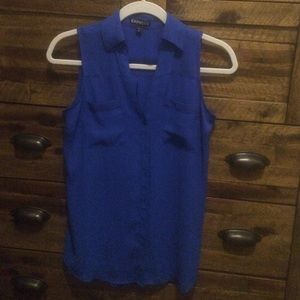 Semi sheer sleeveless button up top